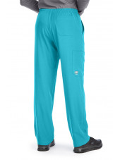 Pantalon médical homme, couleur bleu turquoise vue de dos, collection "Skechers" (SK0215-)
