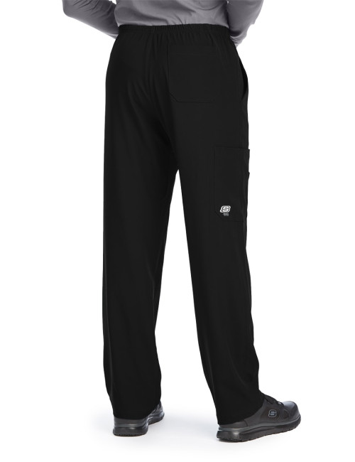 Pantalon médical homme, couleur noir vue de dos, collection "Skechers" (SK0215-)