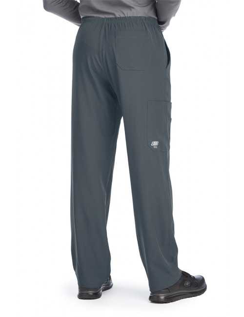 Pantalon médical homme, couleur gris anthracite vue de dos, collection "Skechers" (SK0215-)