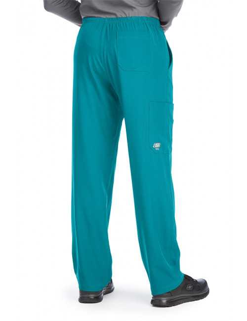 Pantalon médical homme, couleur teal blue vue de dos, collection "Skechers" (SK0215-)