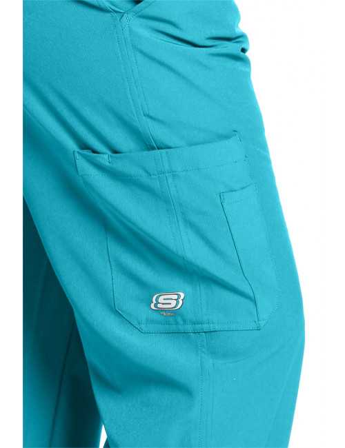 Pantalon médical homme, couleur bleu turquoise vue détail, collection "Skechers" (SK0215-)