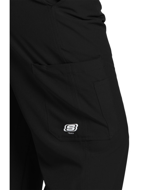 Pantalon médical homme, couleur noir vue de détail, collection "Skechers" (SK0215-)