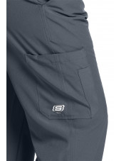 Pantalon médical homme, couleur gris anthracite vue de détail, collection "Skechers" (SK0215-)