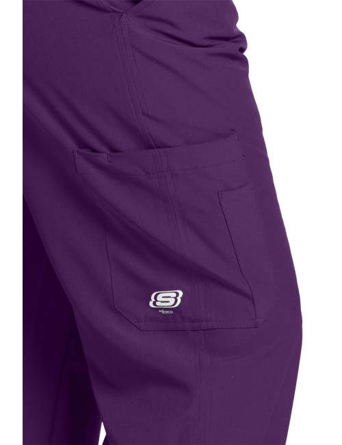 Pantalon médical homme, couleur aubergine vue de détail, collection "Skechers" (SK0215-)