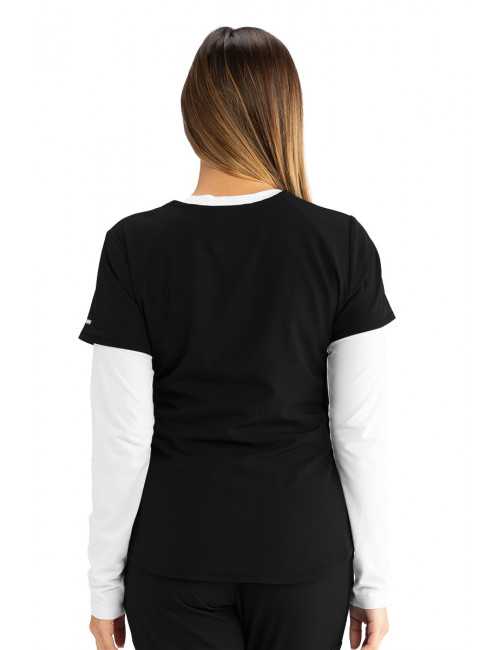 Blouse médicale femme, couleur noir vue de dos, collection "Skechers" (SK101-)