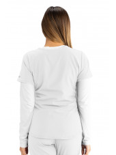 Blouse médicale femme, couleur blanc vue de dos, collection "Skechers" (SK101-)