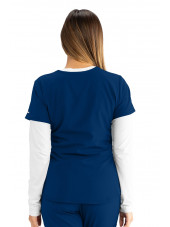 Blouse médicale femme, couleur bleu marine vue de dos, collection "Skechers" (SK101-)