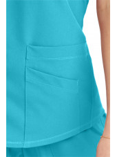 Blouse médicale femme, couleur turquoise vue de détail, collection "Skechers" (SK101-)