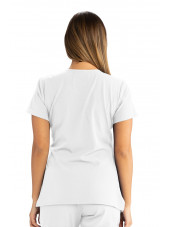 Blouse médicale femme, couleur blanc vue de dos, collection "Skechers" (SK102-)