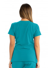 Blouse médicale femme, couleur teal blue vue de dos, collection "Skechers" (SK102-)