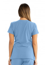 Blouse médicale femme, couleur bleu ciel vue de dos, collection "Skechers" (SK102-)