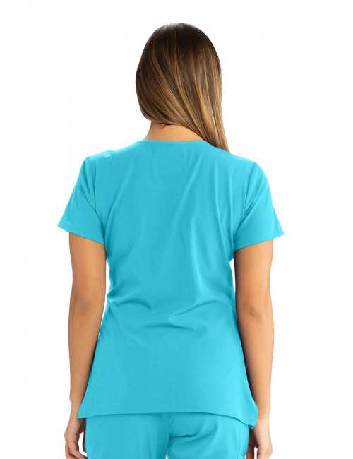 Blouse médicale femme, couleur turquoise vue de dos, collection "Skechers" (SK102-)