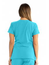 Blouse médicale femme, couleur turquoise vue de dos, collection "Skechers" (SK102-)