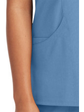 Blouse médicale femme, couleur bleu ciel vue détail, collection "Skechers" (SK102-)