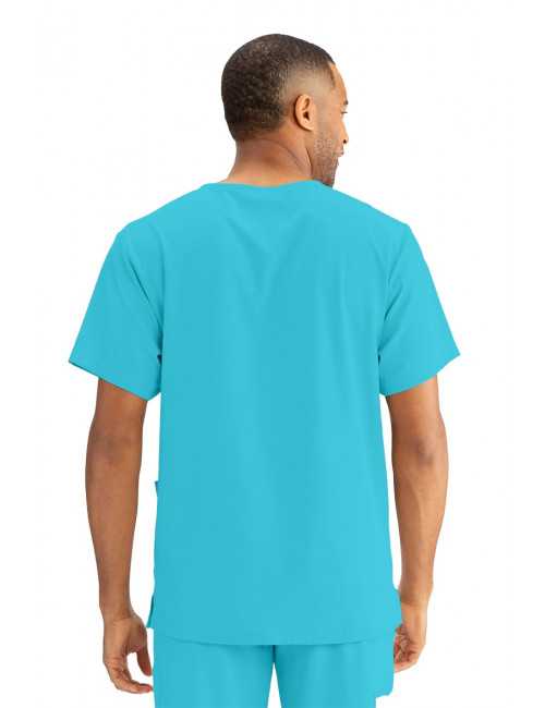 Blouse médicale homme, couleur turquoise vue de dos, collection "Skechers" (SKT020-)