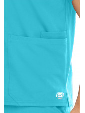 Blouse médicale homme, couleur turquoise vue détail, collection "Skechers" (SKT020-)