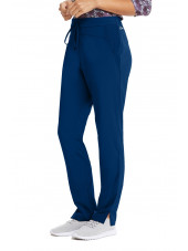 Pantalon médical femme, couleur bleu marine vue de côté, collection "Barco One Wellness" (BWP506-)