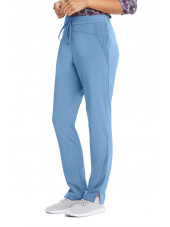 Pantalon médical femme, couleur bleu ciel vue de côté, collection "Barco One Wellness" (BWP506-)