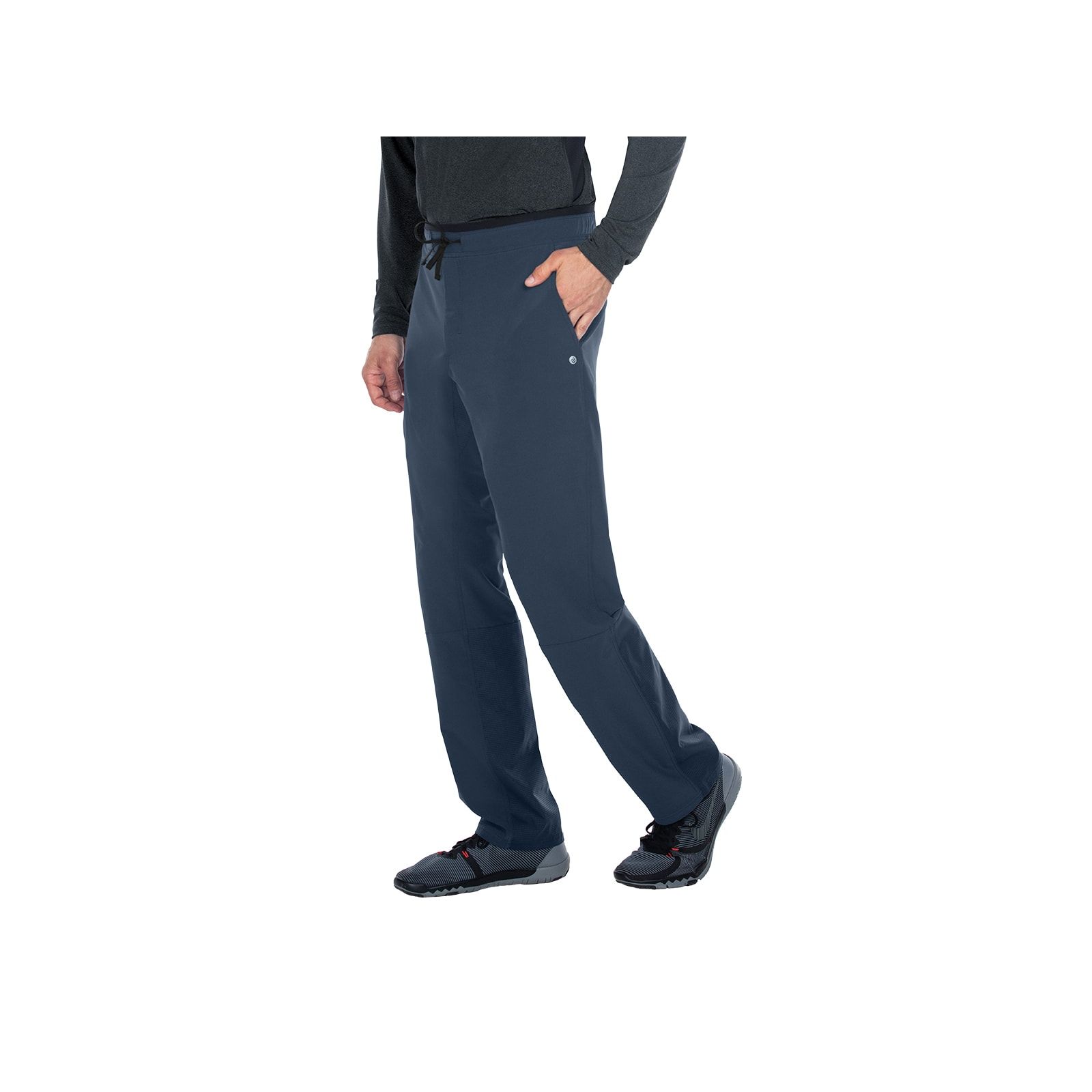 Pantalon médical homme, couleur gris anthracite vue de côté, collection "Barco One Wellness" (BWP508-)