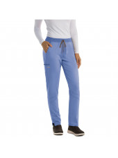 Pantalon médical femme, collection "Grey's Anatomy Stretch", couleur bleu ciel, vue de face (GVSP509-)