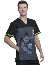 Blouse médicale imprimée "Mickey Be Yourself", vue de gauche, Collection Tooniforms Disney (TF707)
