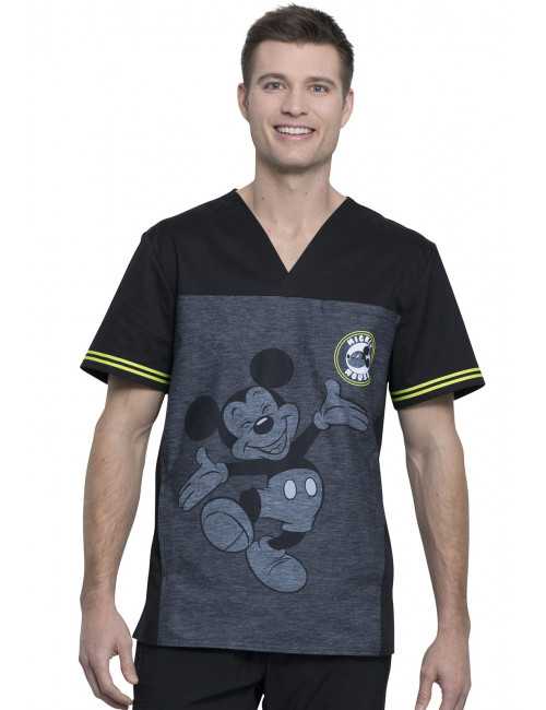 Blouse médicale imprimée "Mickey Be Yourself", vue de gauche, Collection Tooniforms Disney (TF707)