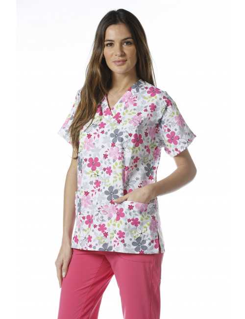 V-neck tunic, two patch pockets Printed Cherokee