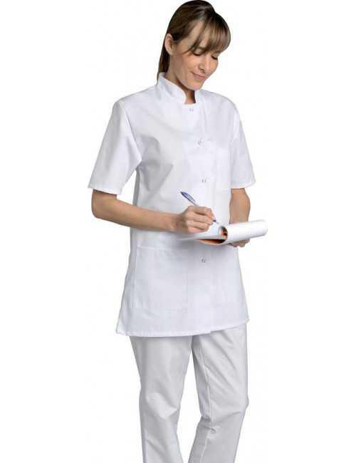 Blouse médicale Femme blanche manches courtes Coton Denise, SNV (DENCP02200) vue modèle