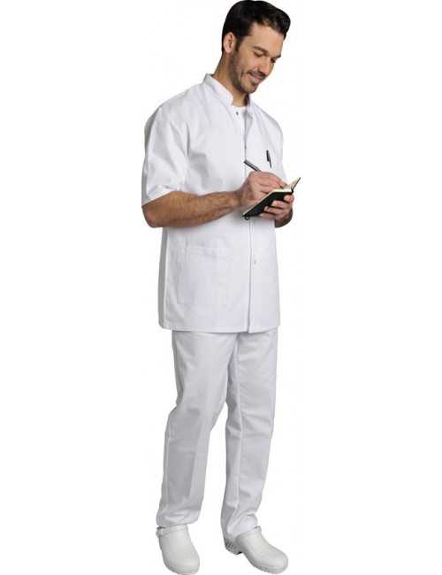 Blouse médicale Homme blanche manches courtes Poly/Coton Denis, SNV (DENCP00000) vue modèle