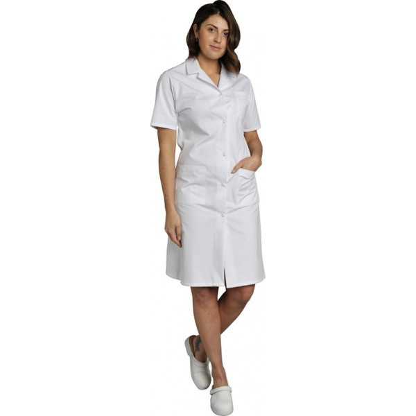Blouse médicale Femme blanche manches courtes Poly/Coton Madona, SNV (MADCP00000) vue modèle