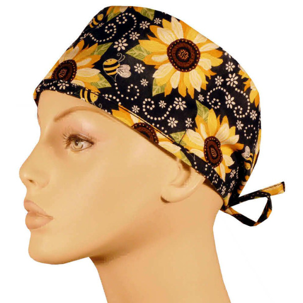 Calot médical "Sun Flowers on Black" (210-8657)