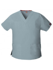 Blouse médicale Col V Femme, Dickies, 2 poches, Collection "EDS signature" (86706), couleur gris clair, vue produit