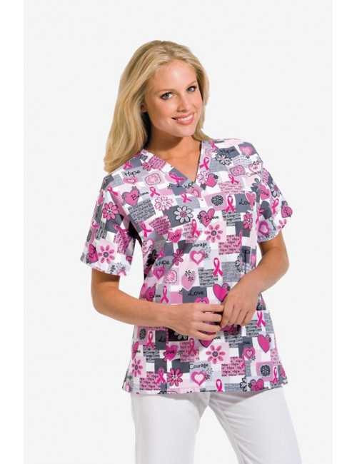 V-neck tunic, two patch pockets Printed Cherokee