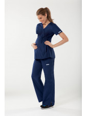 Pantalon médical Femme enceinte à élastique Cherokee (2092), couleur bleu marine vue ensemble