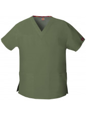Blouse médicale Col V Femme, Dickies, 2 poches, Collection "EDS signature" (86706), couleur vert olive, vue produit