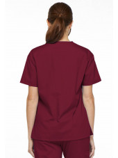 Blouse médicale Col V Femme, Dickies, 2 poches, Collection "EDS signature" (86706), couleur bordeaux, vue modèle dos