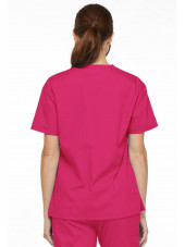 Blouse médicale Col V Femme, Dickies, 2 poches, Collection "EDS signature" (86706), couleur fushia, vue modèle dos