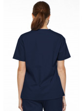 Blouse médicale Col V Femme, Dickies, 2 poches, Collection "EDS signature" (86706), couleur bleu marine, vue modèle dos