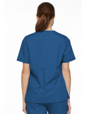 Blouse médicale Col V Femme, Dickies, 2 poches, Collection "EDS signature" (86706), couleur bleu royal, vue modèle dos