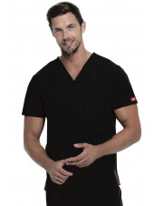 Blouse médicale Homme, Dickies, poche cœur, Collection "EDS signature" (83706), couleur noir, vue modèle face