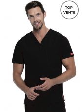 Blouse médicale Homme, Dickies, poche cœur, Collection "EDS signature" (83706), couleur noir, vue top vente
