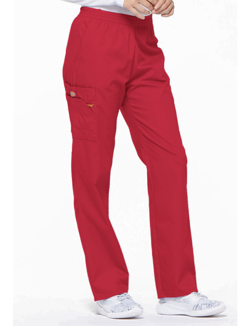 Pantalon médical Unisexe élastique, Dickies, Collection "EDS signature" (86106), couleur rouge, vue droit