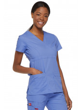Blouse médicale Cache Coeur Femme, Dickies, collection "EDS signature" (85820), couleur bleu ciel vue coté