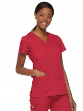 Blouse médicale Cache Coeur Femme, Dickies, collection "EDS signature" (85820), couleur rouge vue droit