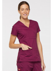 Blouse médicale Cache Coeur Femme, Dickies, collection "EDS signature" (85820), couleur bordeaux vue face