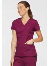 Blouse médicale Cache Coeur Femme, Dickies, collection "EDS signature" (85820), couleur bordeaux vue droit