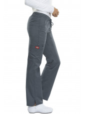 Pantalon médical Femme Cordon, Dickies, Collection "GenFlex" (DK100), couleur gris anthracite vue gauche