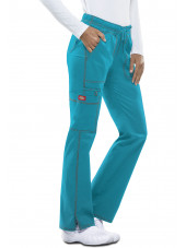 Pantalon médical Femme Cordon, Dickies, Collection "GenFlex" (DK100), couleur turquoise vue coté
