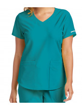 Blouse médicale femme, couleur teal blue vue zoom, collection "Skechers" (SK101-)