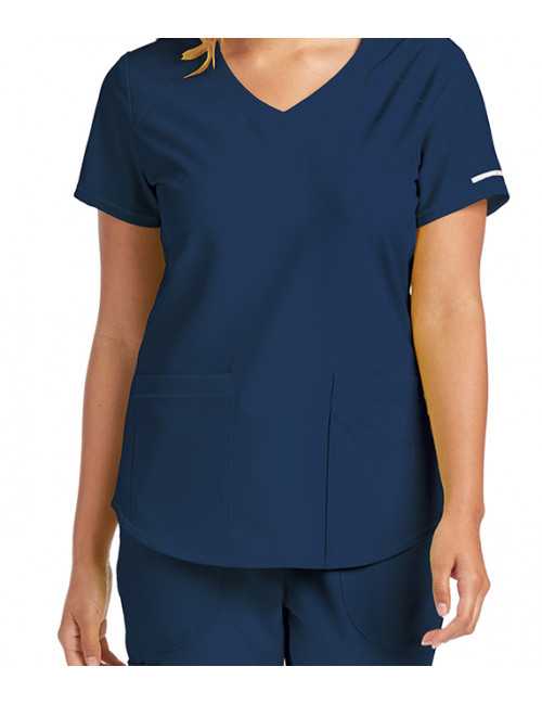 Blouse médicale femme, couleur bleu marine vue détail, collection "Skechers" (SK101-)